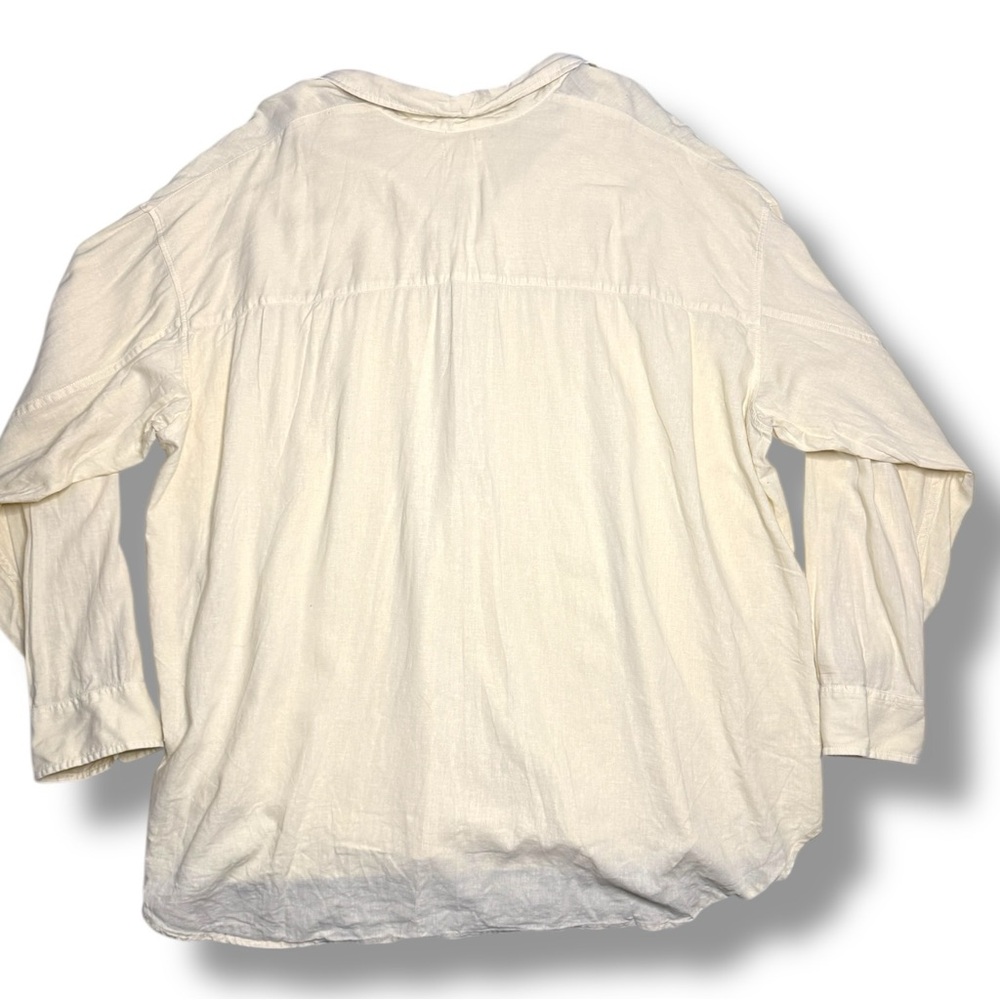 Aritzia Wilfred Free Yellow Cream Button Down Shirt Large - Picture 2 of 3